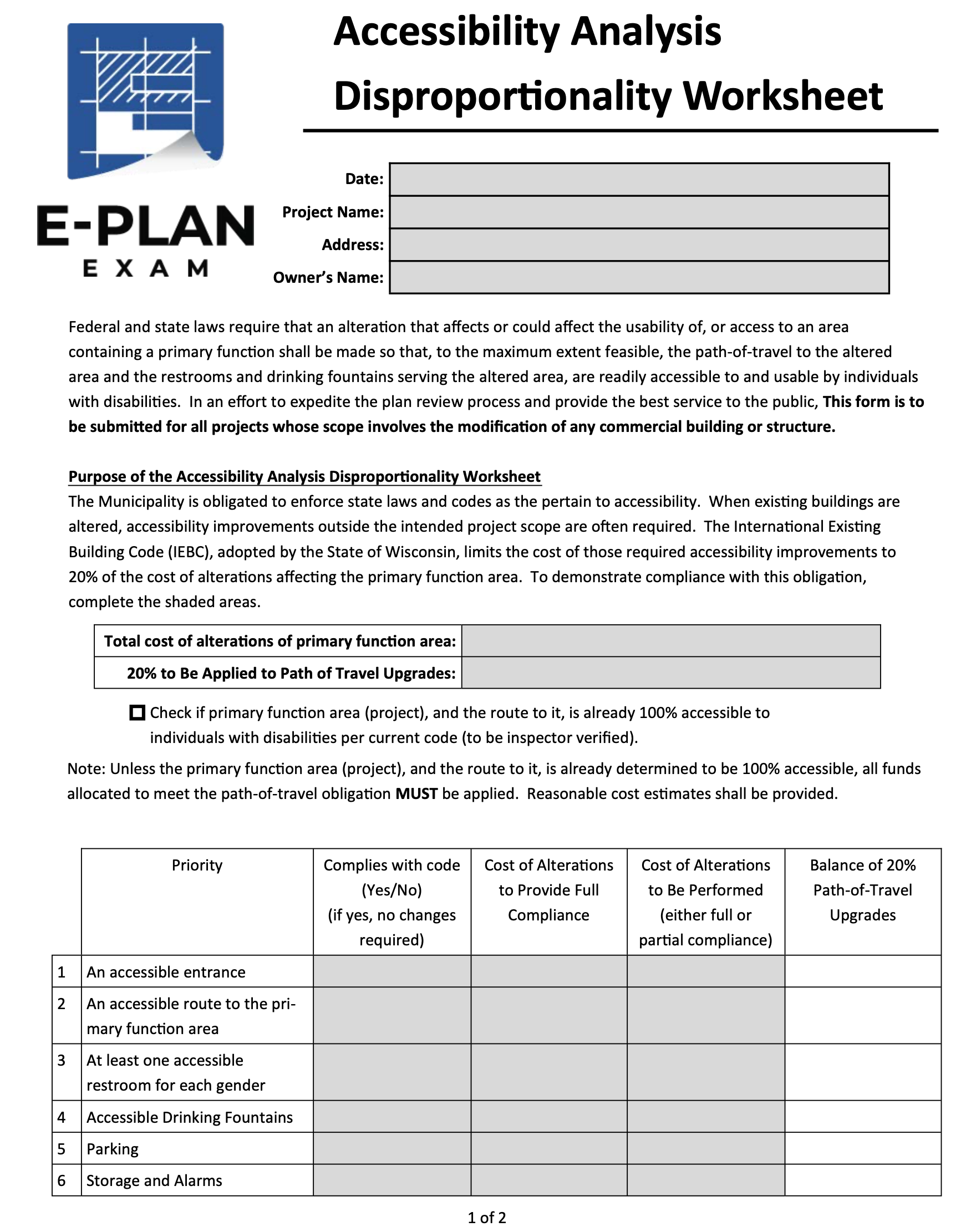 E Plan Exam Application